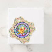 Niedliches Osterküken, Blume und bunte Eier Geschenkanhänger (Beispiel)