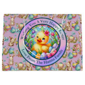 Niedliches Osterküken, Blume und bunte Eier Große Geschenktüte (Vorderseite)