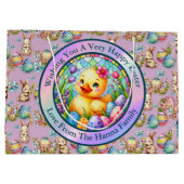 Niedliches Osterküken, Blume und bunte Eier Große Geschenktüte (Rückseite)