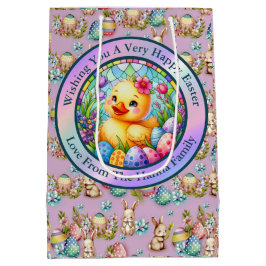 Niedliches Osterküken, Blume und bunte Eier Mittlere Geschenktüte