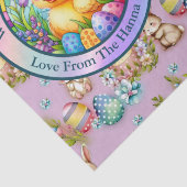 Niedliches Osterküken, Blume und bunte Eier Seidenpapier (Detail)