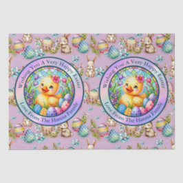 Niedliches Osterküken, Blume und bunte Eier Seidenpapier