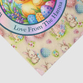 Niedliches Osterküken, Blume und bunte Eier Seidenpapier (Detail)