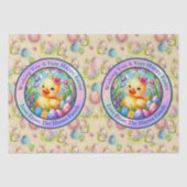 Niedliches Osterküken, Blume und bunte Eier Seidenpapier (Vorderseite)