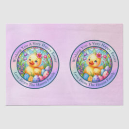 Niedliches Osterküken, Blume und bunte Eier Seidenpapier