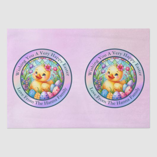 Niedliches Osterküken, Blume und bunte Eier Seidenpapier (Vorderseite)