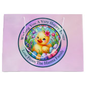 Niedliches Osterküken, Blume und farbenfrohe Eier  Große Geschenktüte (Vorderseite)