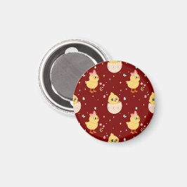 Niedliches Osterküken mit rosa Schleife nahtloses  Magnet