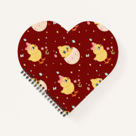 Niedliches Osterküken mit rosa Schleife nahtloses  Notizblock