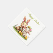 Niedliches Osterlamm & Bunny | Frühlingsblumen und Serviette (Ecke)
