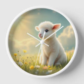 Niedliches Osterlamm in einem Kinderzimmer auf der Uhr (Vorderseite)