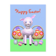 Niedliches Osterlamm und Eierkörbe