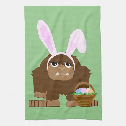 Niedliches Ostern Bigfoot Geschirrtuch (Vertikal)