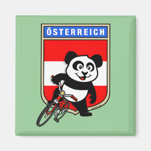Niedliches Österreich Radfahren Panda Magnet