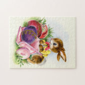 niedliches Ostersonniges Retro-Vintages Puzzle (Horizontal)