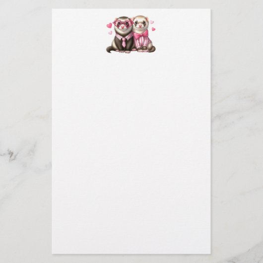 Niedliches Otter Couple in Liebe Briefpapier (Vorderseite)