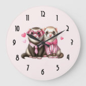 Niedliches Otter Couple in Liebe Große Wanduhr (Vorderseite)