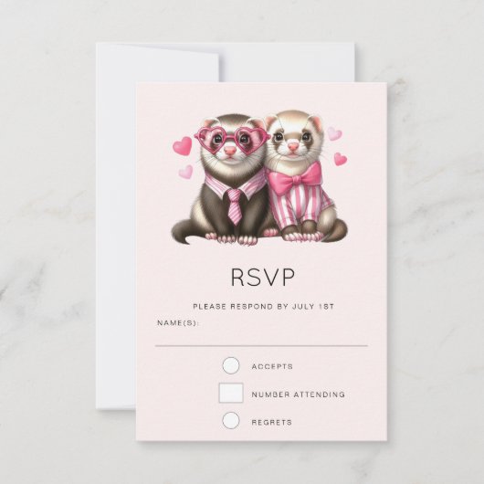 Niedliches Otter Couple in Liebe Hochzeit RSVP Karte (Vorderseite)