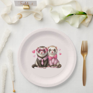Niedliches Otter Couple in Liebe Pappteller