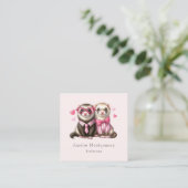 Niedliches Otter Couple in Liebe Quadratische Visitenkarte (Stehend Vorderseite)