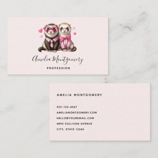 Niedliches Otter Couple in Liebe Visitenkarte (Vorne/Hinten)