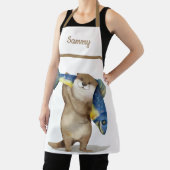 Niedliches Otter, das Fische Mit Monogramm beförde Schürze (InSitu)