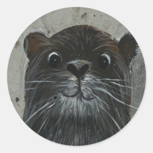 Niedliches Otter-Gesicht Runder Aufkleber