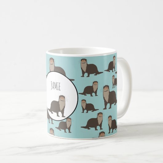 Niedliches Otter-Illustrationsmuster Kaffeetasse (VorderseiteRechts)