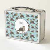 Niedliches Otter-Illustrationsmuster Metall Brotdose (Rückseite)