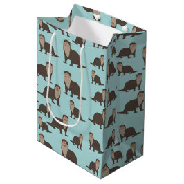 Niedliches Otter-Illustrationsmuster Mittlere Geschenktüte