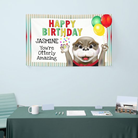 Niedliches Otter in Tuxedo | Happy Birthday Banner (Messeveranstaltung)