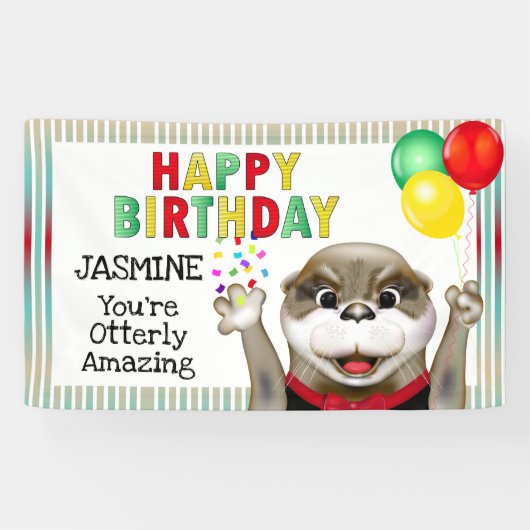 Niedliches Otter in Tuxedo | Happy Birthday Banner (Horizontal)