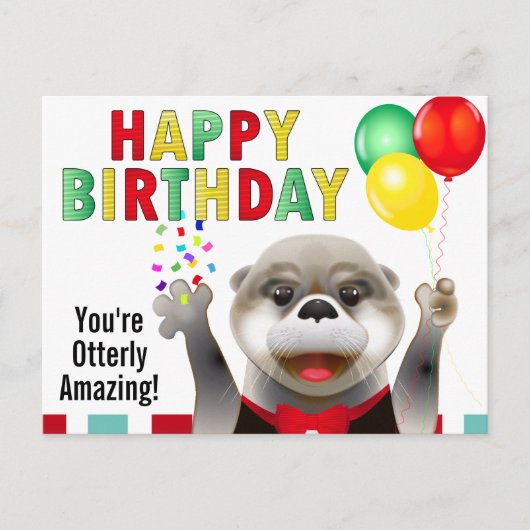 Niedliches Otter in Tuxedo | Happy Birthday Postkarte (Vorderseite)