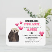 Niedliches Otter mit dem Valentinstag-Party des He Einladung (Stehend Vorderseite)