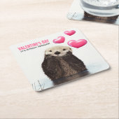 Niedliches Otter mit den Herzschlägen der Valentin Rechteckiger Pappuntersetzer (angewinkelt)