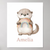 Niedliches Otter mit einer Rainbow-Babynamenwand,  Poster (Vorne)