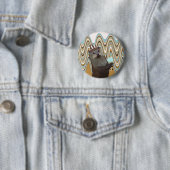 Niedliches Otter mit Eiscreme auf wirbellem Hinter Button (Beispiel)