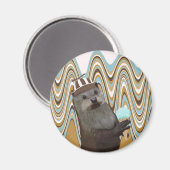 Niedliches Otter mit Eiscreme auf wirbellem Hinter Magnet (Vorderseite/Rückseite)