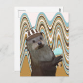 Niedliches Otter mit Eiscreme auf wirbellem Hinter Postkarte (Vorne/Hinten)