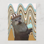 Niedliches Otter mit Eiscreme auf wirbellem Hinter Postkarte (Vorderseite)