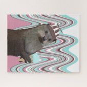 Niedliches Otter mit Eiscreme Pink Liquid Swirl Puzzle (Horizontal)