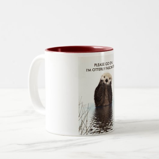 Niedliches Otter mit Funny Puff Zweifarbige Tasse (Vorderseite Links)