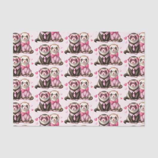 Niedliches Otter-Paar in Liebe-Muster Seidenpapier (Vorderseite)