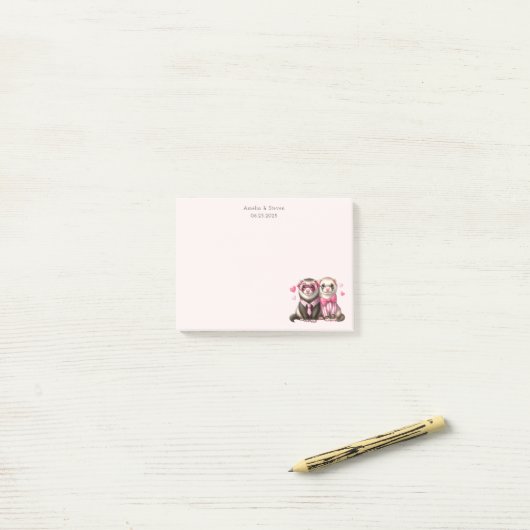 Niedliches Otter-Paar zum Jubiläum der Liebe Post-it Klebezettel (Auf Schreibtisch)