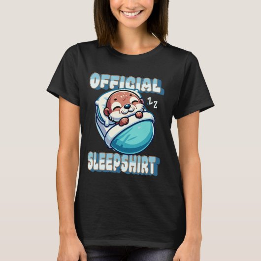 Niedliches Otter Schlafkissen Offizieller Schlaf S T-Shirt (Vorderseite)