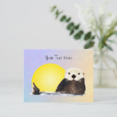 Niedliches Otter und Mond und Hintergrund Postkarte (Stehend Vorderseite)