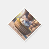 Niedliches Otterbaby in einem Korb - individueller Serviette (Ecke)