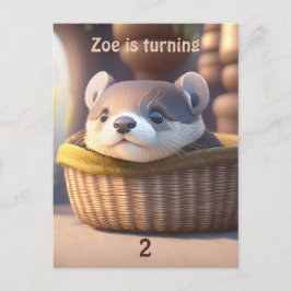 Niedliches Otterbaby in einem Korb - Kindergeburts Einladungspostkarte