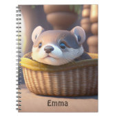 Niedliches Otterbaby in einem Korb - personalisier Notizblock (Vorderseite)