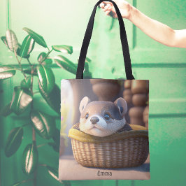 Niedliches Otterbaby in einem Korb - personalisier Tasche